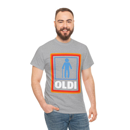 Oldi Retro Logo Tee — Funny Elderly Humour T-Shirt