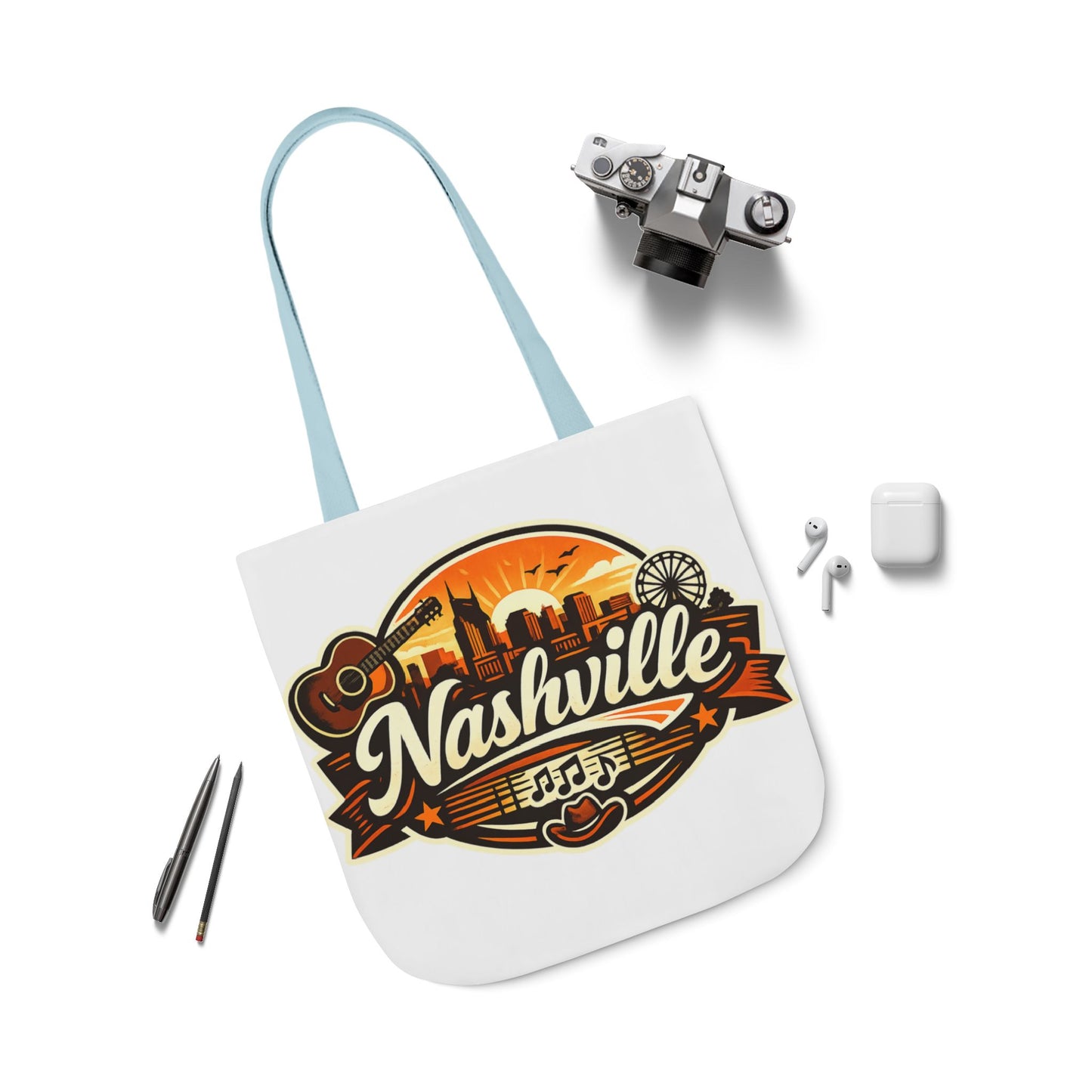 Nashville Sunset Tote Bag — Country Music Skyline Canvas Tote