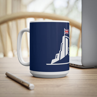 Navy Gibraltar Crest Ceramic Mug – Lion & Union Jack Coffee Cup (11oz/15oz)