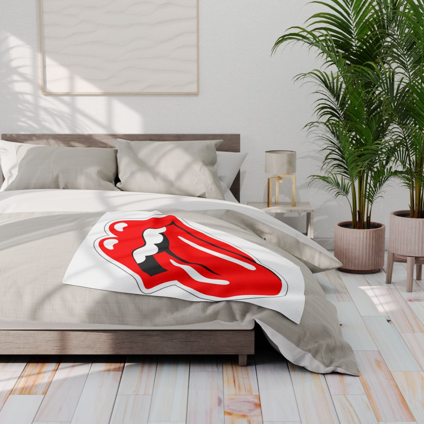 Rolling Stones Tongue Arctic Fleece Blanket – Retro Rock Band Logo Throw
