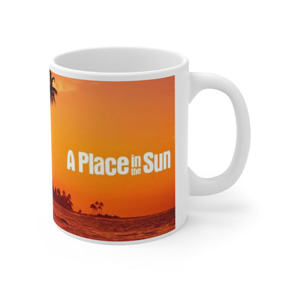 A Place in the Sun - Sunset Palm Beach Mug – Tropical Sunrise Ceramic Coffee Cup (11oz & 15oz)
