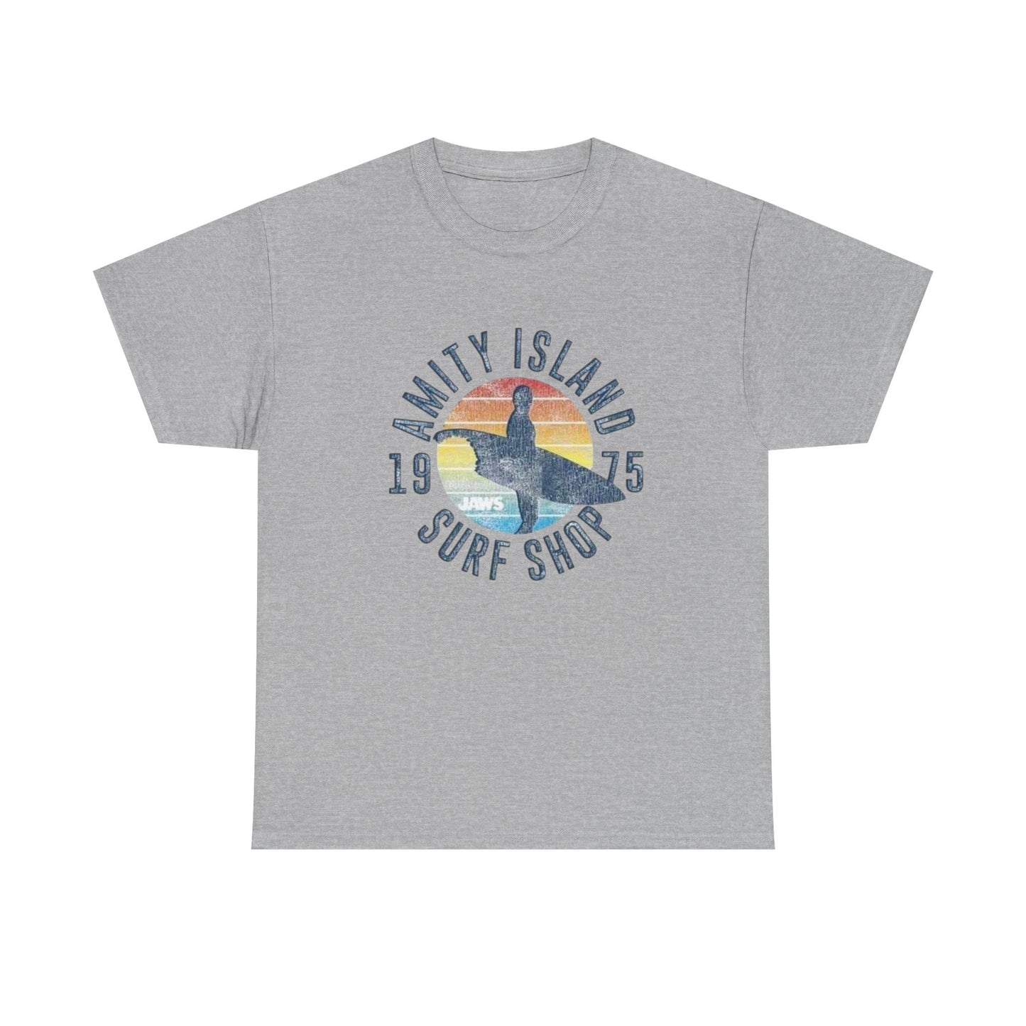 Amity Island Surf Shop Tee — Vintage Surfer Graphic T-Shirt (1975)