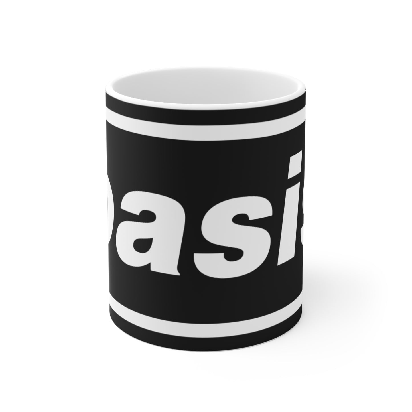 Oasis Logo Ceramic Coffee Mug — 11oz & 15oz Black Branded Coffee Cup