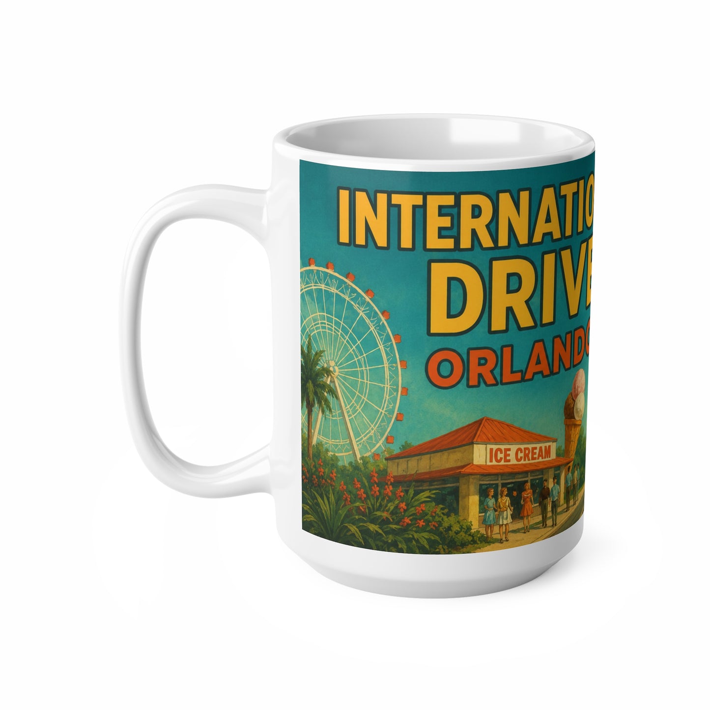 Orlando Retro Roadtrip Mug — "International Drive" Vintage Travel Coffee Cup