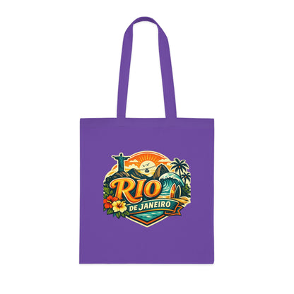 Rio de Janeiro / West Palm Beach Beach Tote — Retro Tropical Cotton Tote Bag