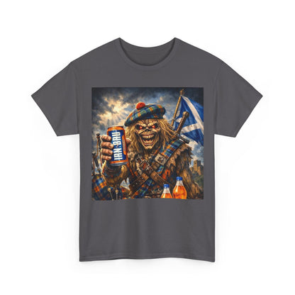 Scottish Rock Skull T‑Shirt — Eddie the Piper with Flag & Can Graphic Tee