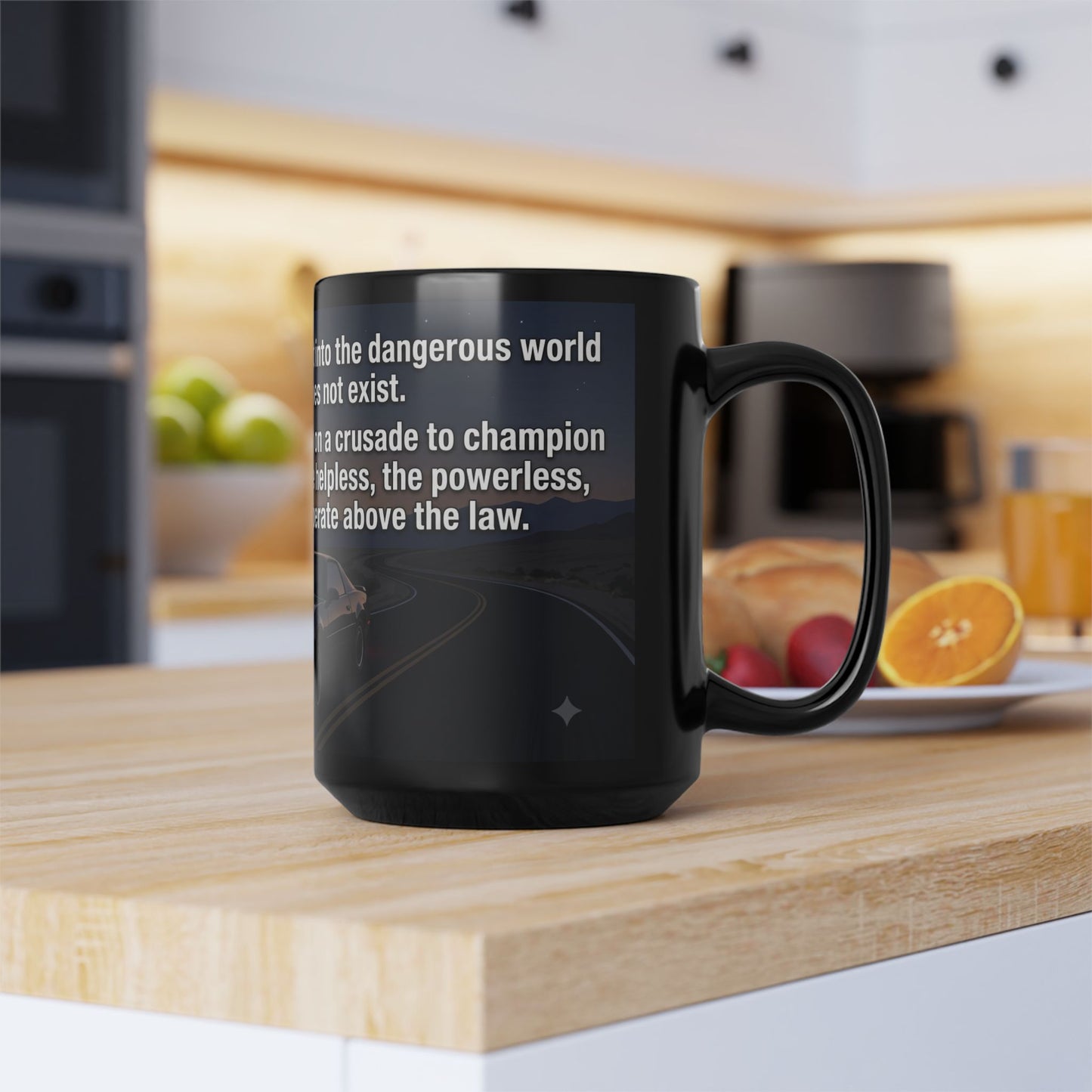 KITT Knight Rider Quote Black Mug — Retro Techno Car Coffee Cup (11oz/15oz)