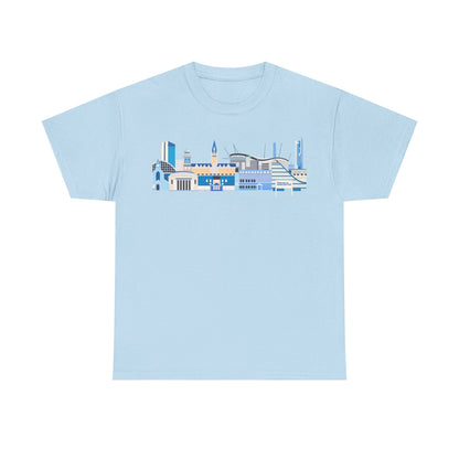 Manchester City Skyline Tee — Minimal Blue Urban Landscape T‑Shirt