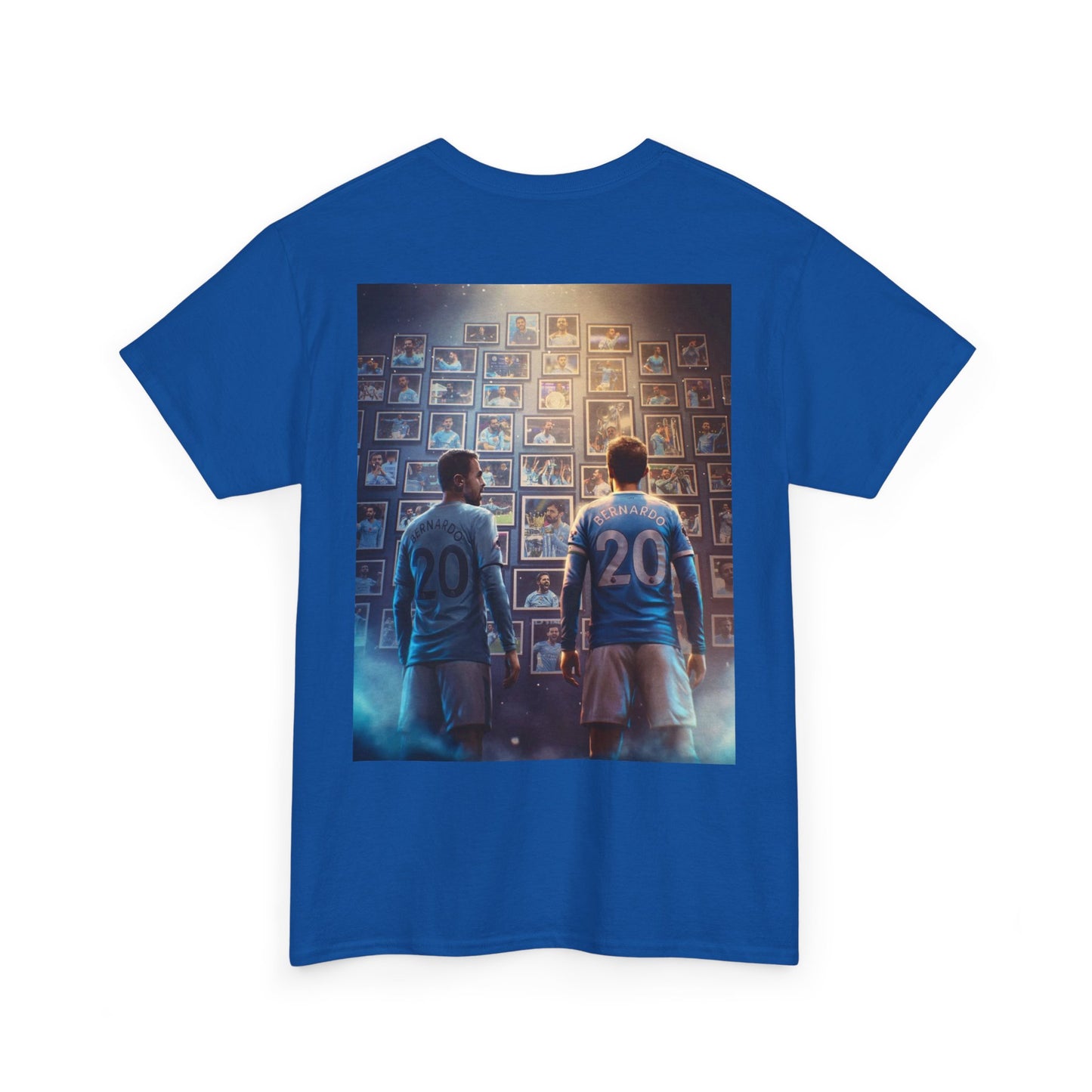 Bernardo Silva Manchester City Legend Graphic Tee — Player Cartoon Front & Tribute Poster Back