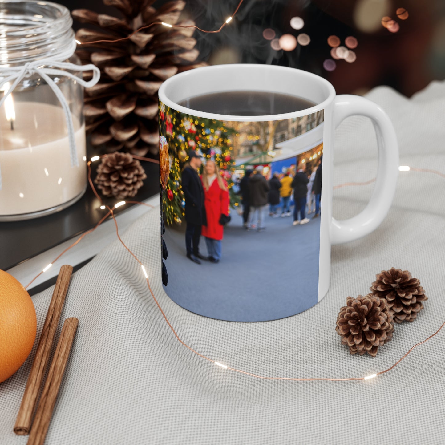 S'mores Hot Cocoa Mug — Holiday Christmas Market Ceramic Coffee Cup (11oz & 15oz)