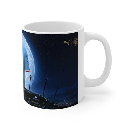 Manchester City Treble Winning Season Shirt Moonlight Ceramic Mug — Blue Jersey Nightscape 11oz/15oz