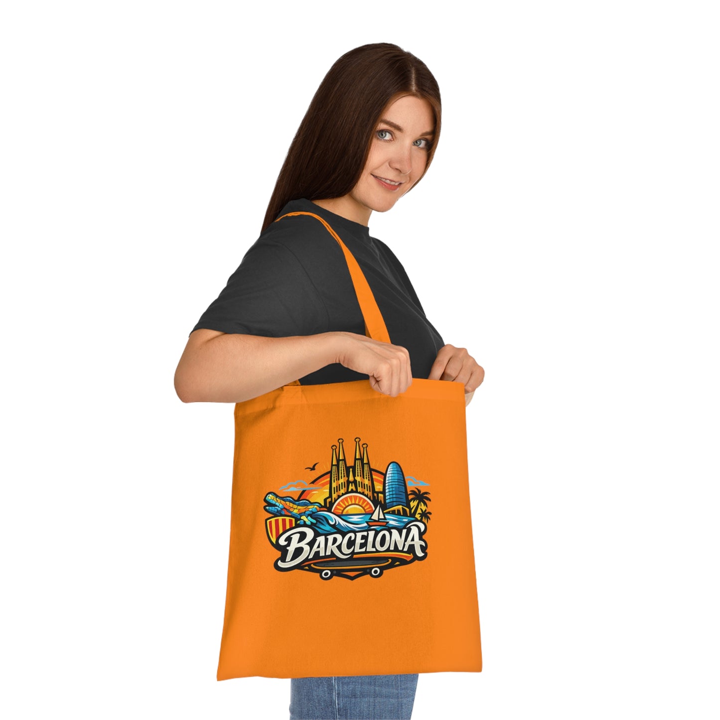 Barcelona Skyline Cotton Tote — Souvenir Travel Beach Bag
