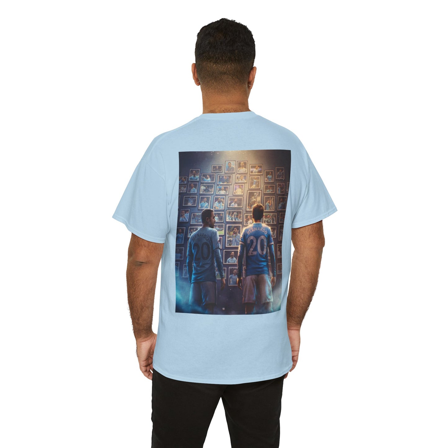 Bernardo Silva Manchester City Legend Graphic Tee — Player Cartoon Front & Tribute Poster Back