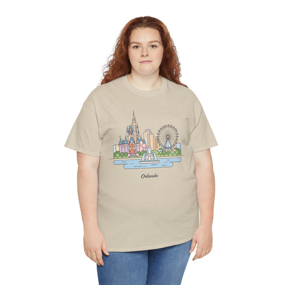 Orlando Skyline T-Shirt — Cute Cityscape Graphic Tee with 'Orlando' Text