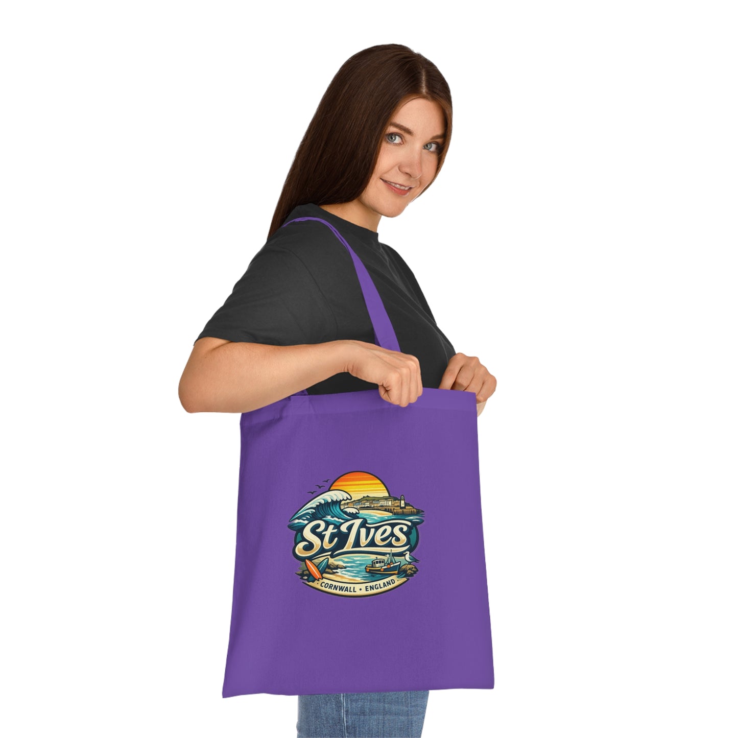 St Ives Beach Tote — Cornwall Surf Sunset Cotton Tote Bag
