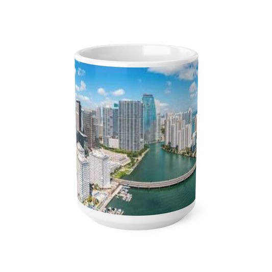Miami Skyline Ceramic Coffee Mug — Aerial Cityscape 11oz & 15oz