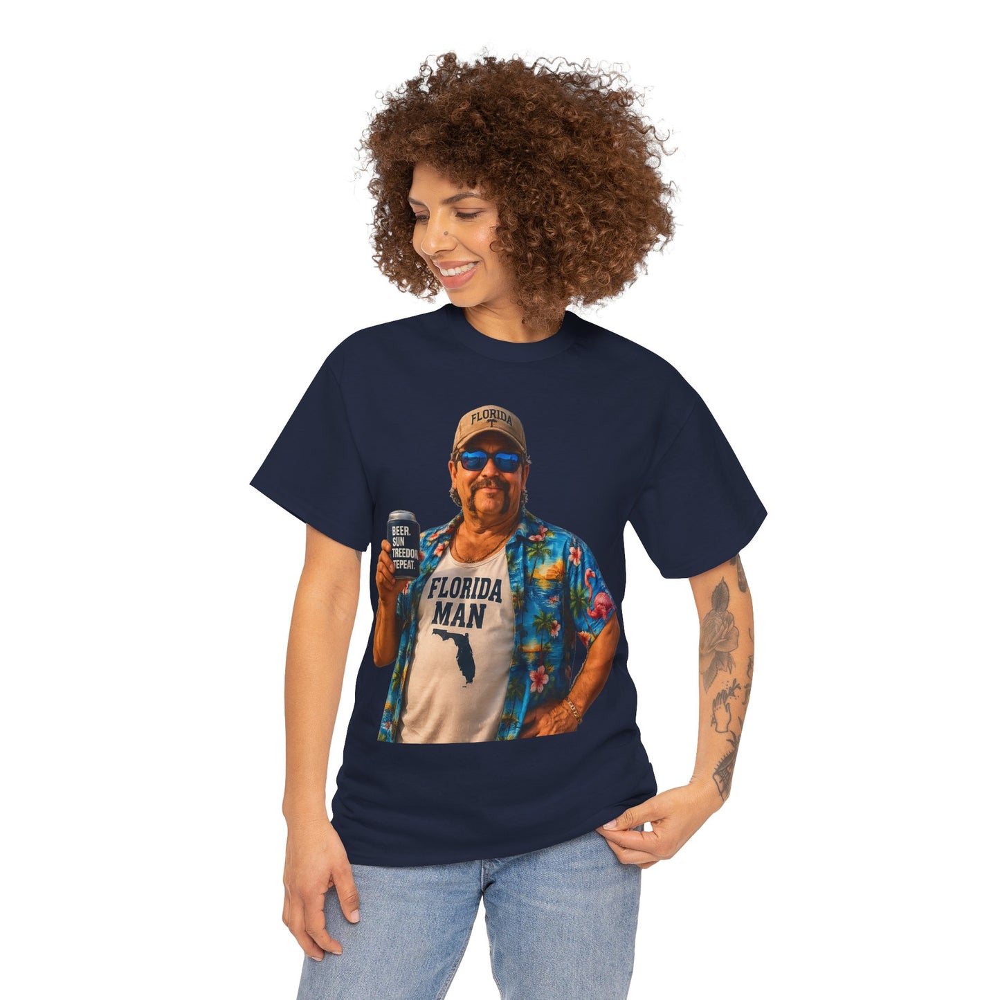 Florida Man Graphic Tee — Funny Vacation Shirt with Hawaiian Shirt Design