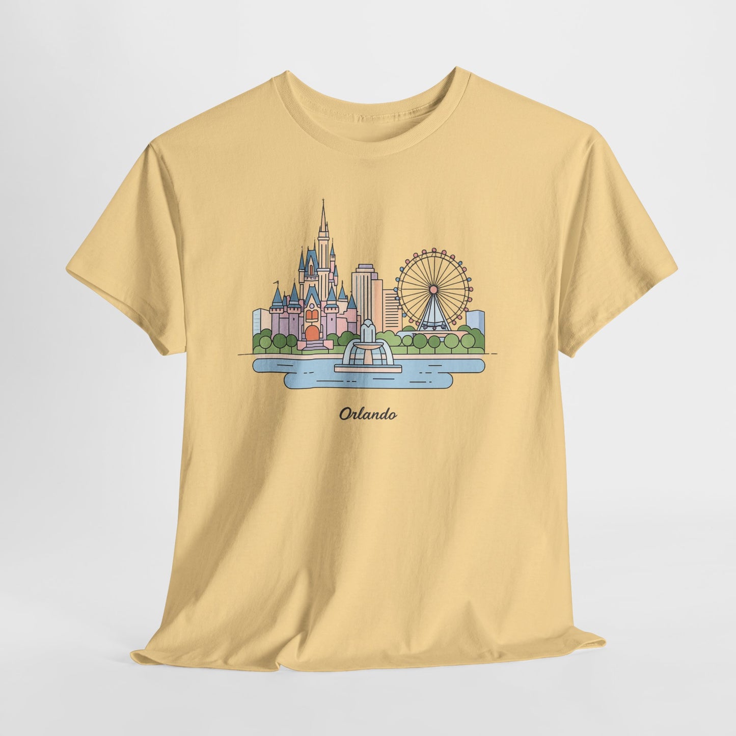 Orlando Skyline T-Shirt — Cute Cityscape Graphic Tee with 'Orlando' Text