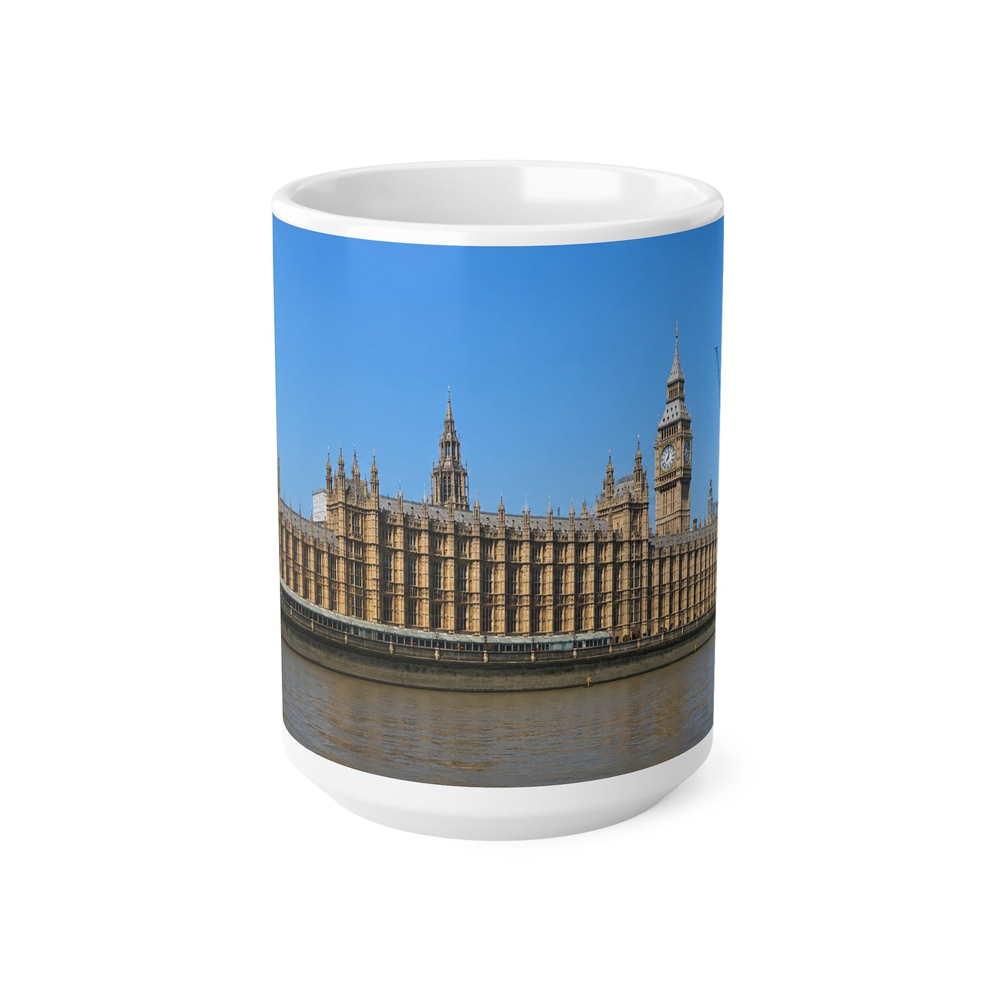 London Houses of Parliament Photo Mug — Big Ben & Thames Scenic Ceramic Coffee Cup (11oz/15oz)