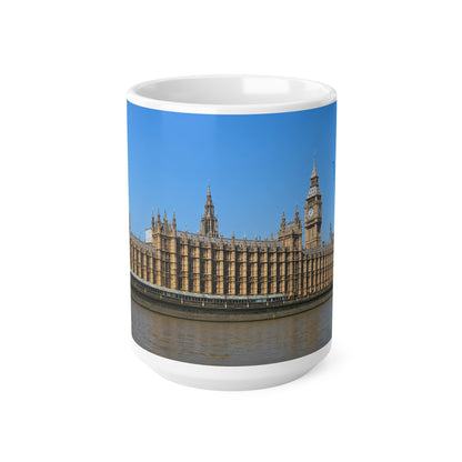 London Houses of Parliament Photo Mug — Big Ben & Thames Scenic Ceramic Coffee Cup (11oz/15oz)