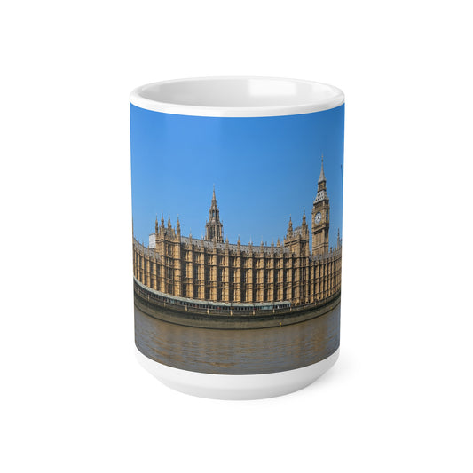 London Houses of Parliament Photo Mug — Big Ben & Thames Scenic Ceramic Coffee Cup (11oz/15oz)