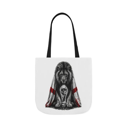 England Lion Guardian Canvas Tote — Protective Lion & Cub Illustration Tote Bag
