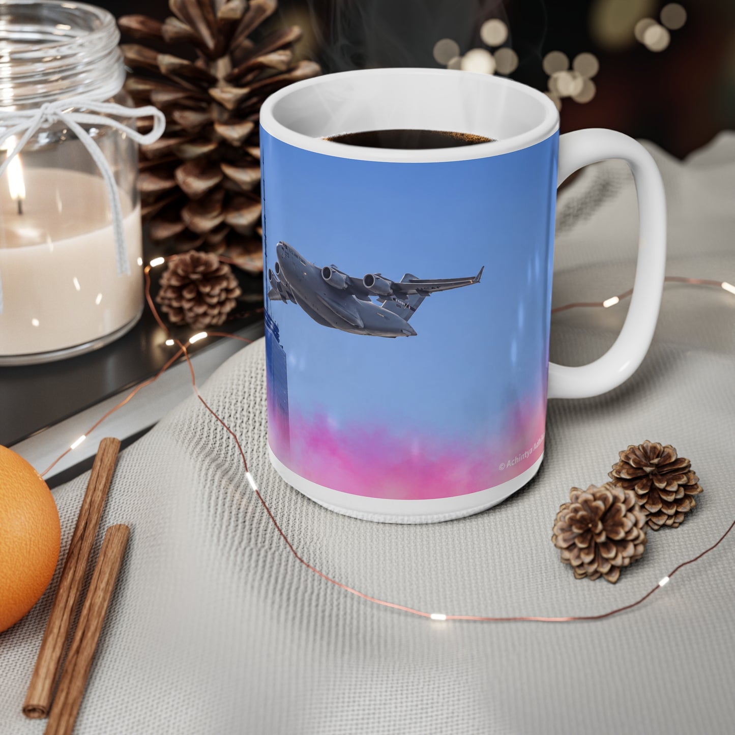 US Military over New York City Ceramic Coffee Cups, 11oz, 15oz