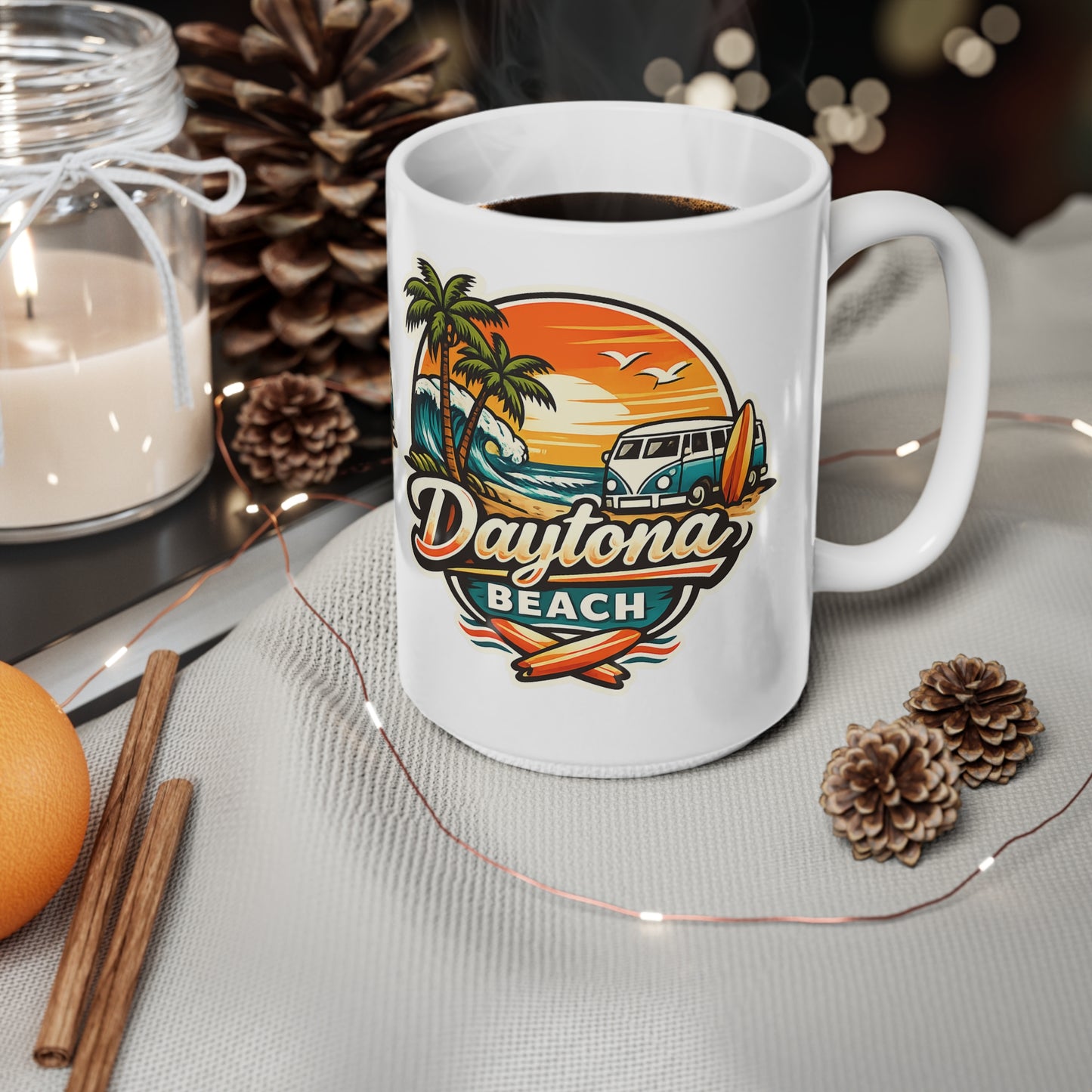 Daytona Beach Ceramic Coffee Cups, 11oz, 15oz