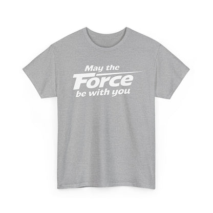 "May the Force Be With You" Retro Embossed Graphic T‑Shirt —