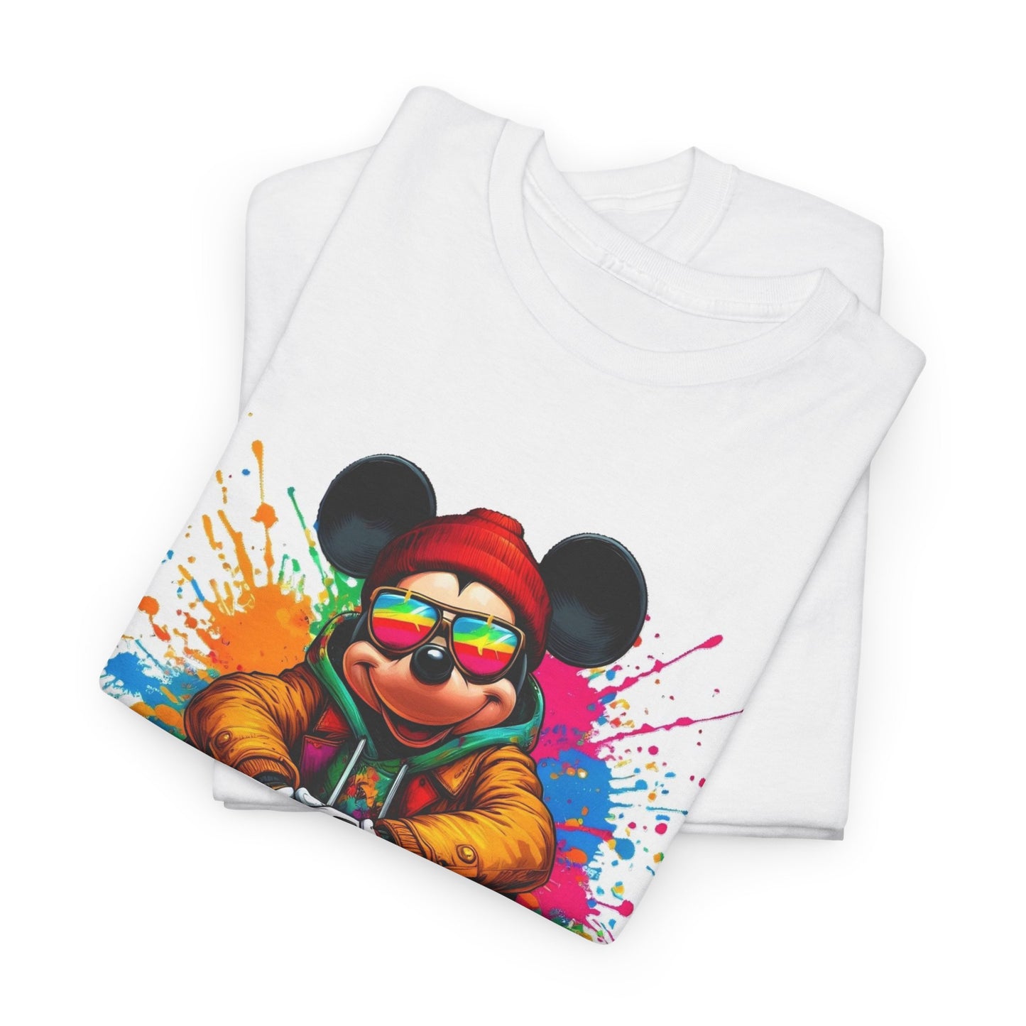 Mickey Mouse Streetwear Graphic Tee — Colorful Hip-Hop Mouse Design