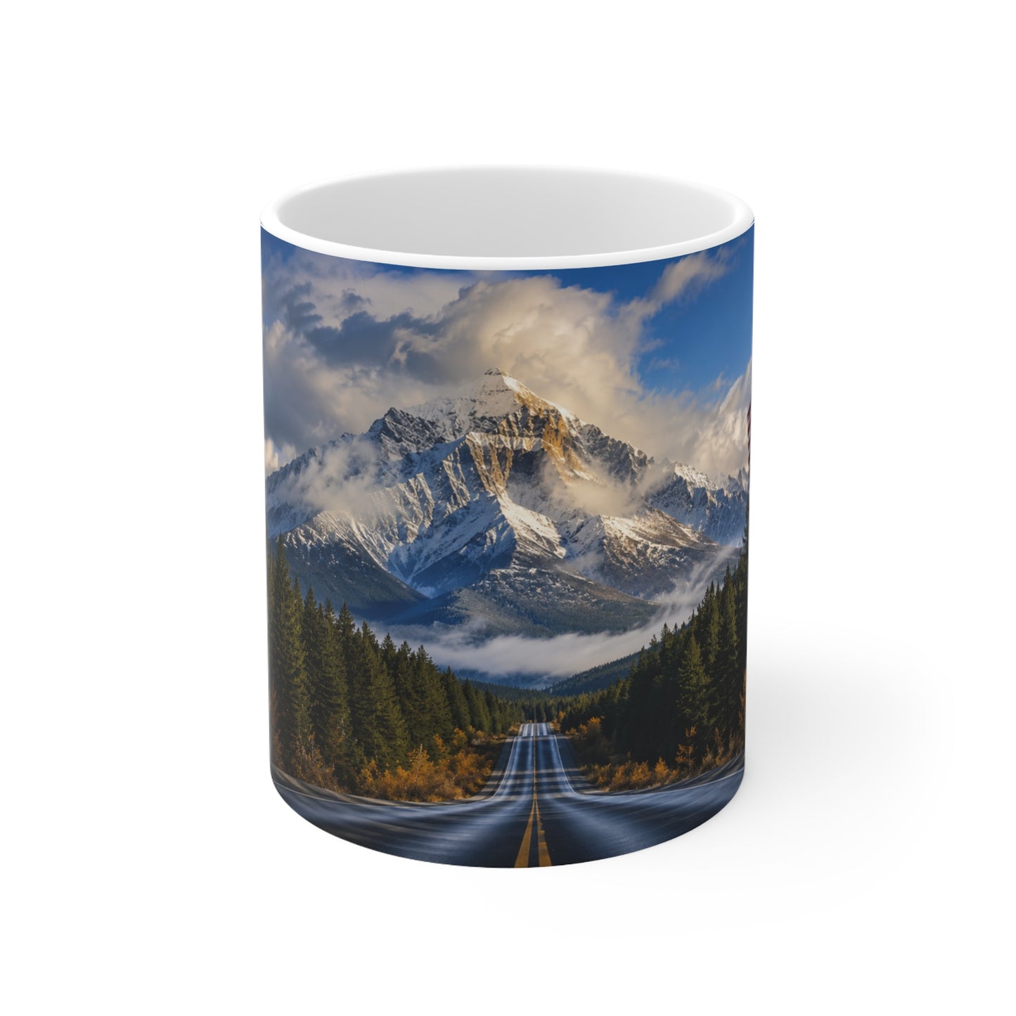 Scenic US Mountain Road Ceramic Coffee Mug — 11oz & 15oz