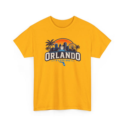 Orlando Florida Sunset T-Shirt — Retro Skyline & Palm Tree Vacation Tee