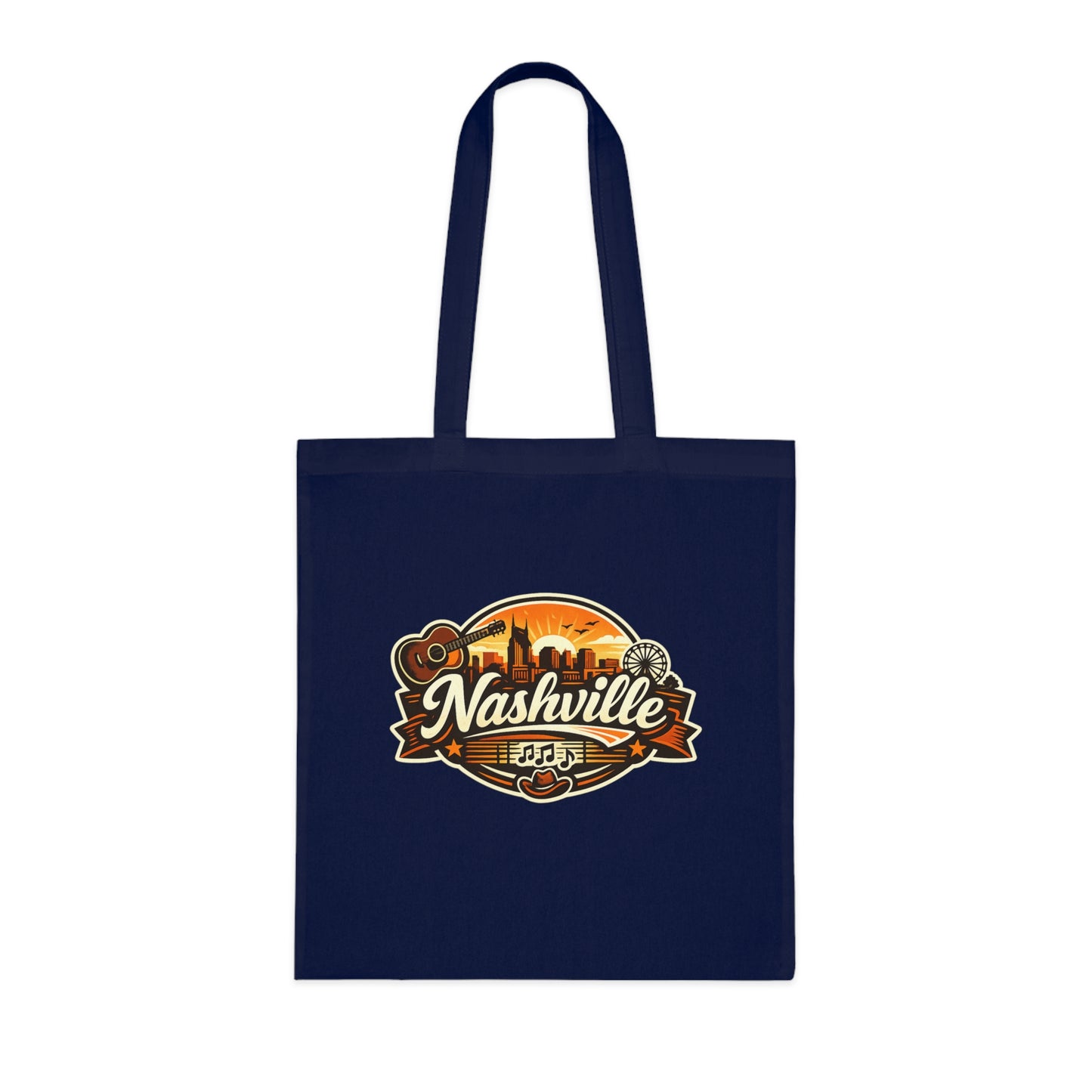Nashville Retro Badge Tote Bag — Music City Souvenir Cotton Tote