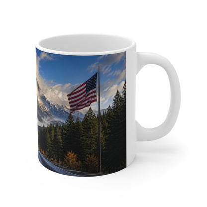 Scenic US Mountain Road Ceramic Coffee Mug — 11oz & 15oz