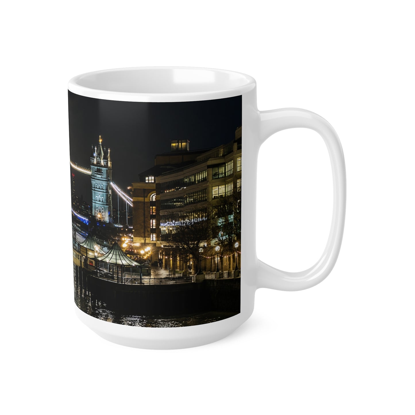 London Tower Bridge Nightscape Ceramic Mug — Tower Bridge Cityscape Coffee Cup (11oz & 15oz)