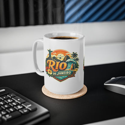 Rio de Janeiro Ceramic Coffee Mug — Vintage Tropical Travel Souvenir (11oz & 15oz)