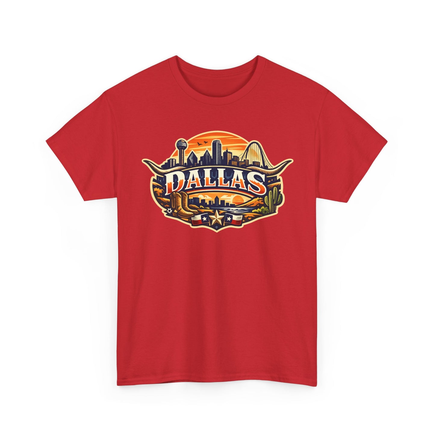 Dallas Skyline Retro Tee — Vintage Cityscape T‑Shirt with 'Dallas' Graphic