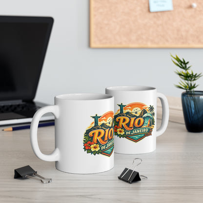 Rio de Janeiro Ceramic Coffee Mug — Vintage Tropical Travel Souvenir (11oz & 15oz)