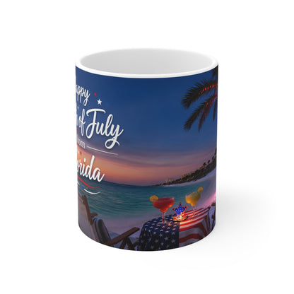 Fourth of July Florida Coffee Mug — "Happy Fourth of July from Florida" 11oz/15oz