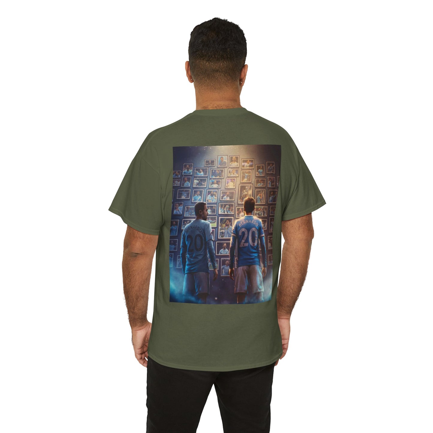 Bernardo Silva Manchester City Legend Graphic Tee — Player Cartoon Front & Tribute Poster Back