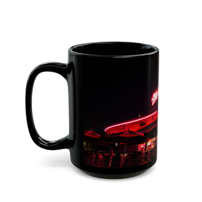 Mel's Drive-In Neon Night Coffee Mug — Retro Diner Black Ceramic Mug (11oz, 15oz)