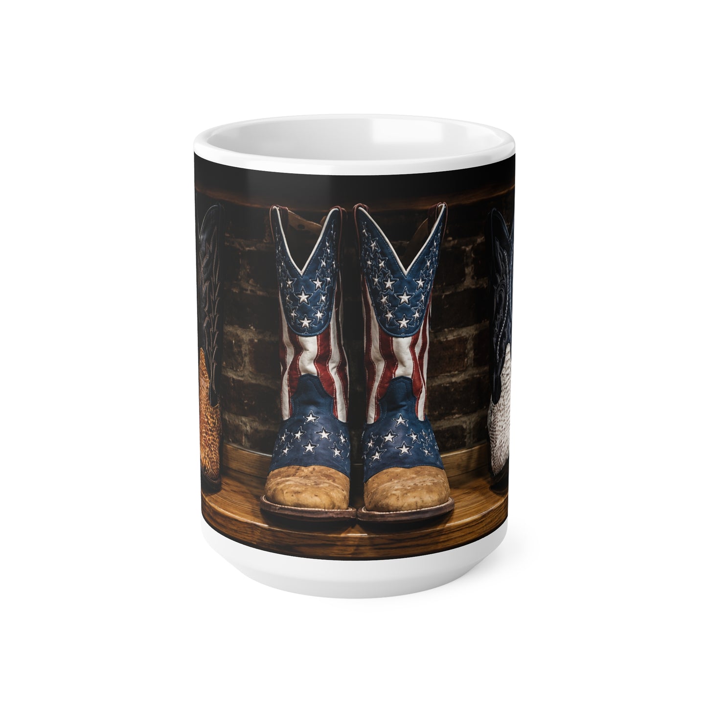 American Flag Cowboy Boots Ceramic Coffee Mug — 11oz & 15oz