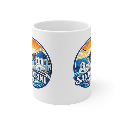 Santorini Ceramic Coffee Mug — Greece Travel Souvenir 11oz/15oz