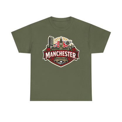 Manchester England Skyline T-Shirt — Vintage City Crest Tee