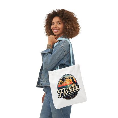 Florida Sunset Canvas Tote Bag — Retro Palm Beach Design