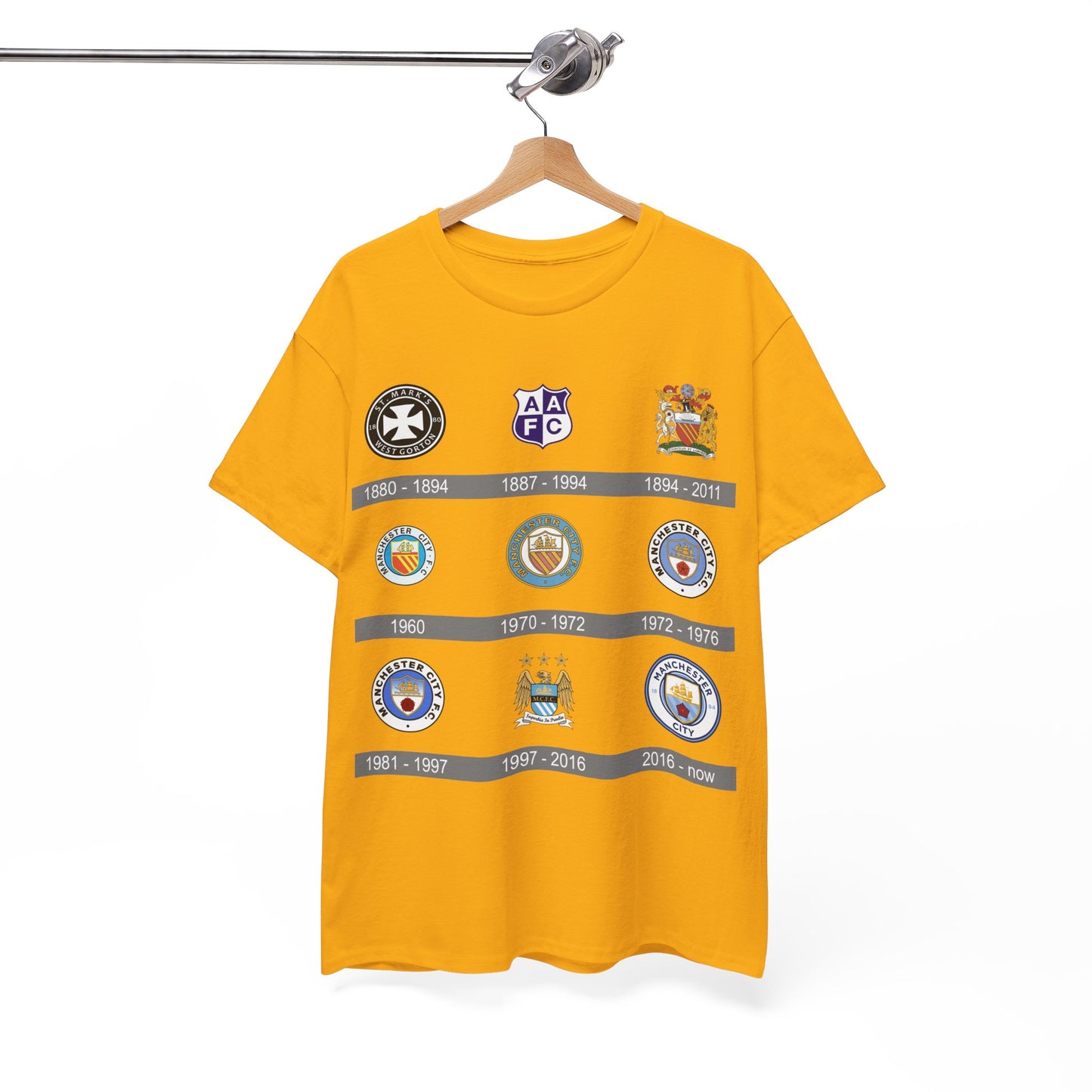 Manchester City Crest Timeline T-Shirt — Retro Club Crest History Tee