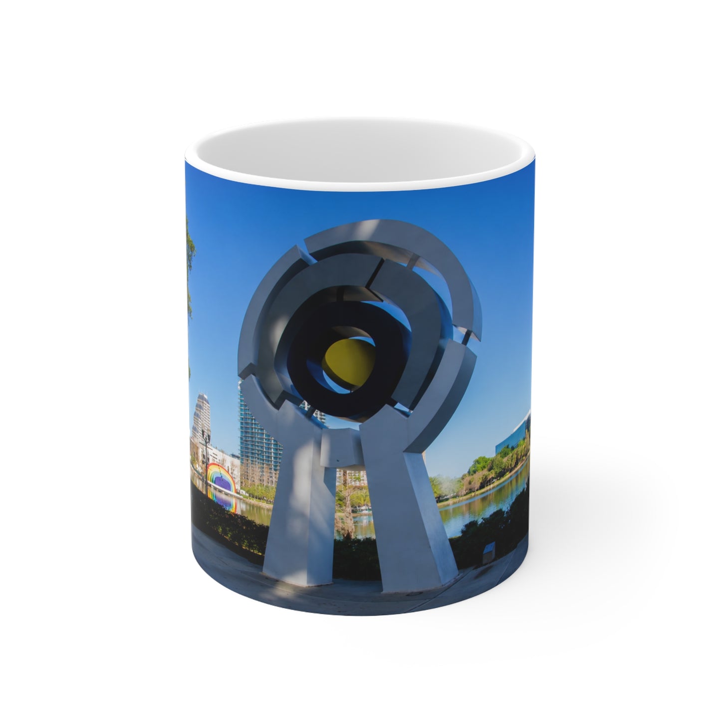 Orlando Lake Eola City Sculpture Photo Coffee Mug — Modern Urban Landmark Ceramic Mug (11oz/15oz)