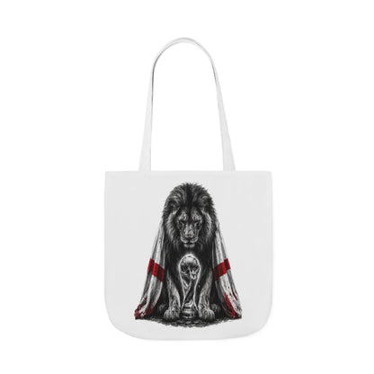 England Lion Guardian Canvas Tote — Protective Lion & Cub Illustration Tote Bag