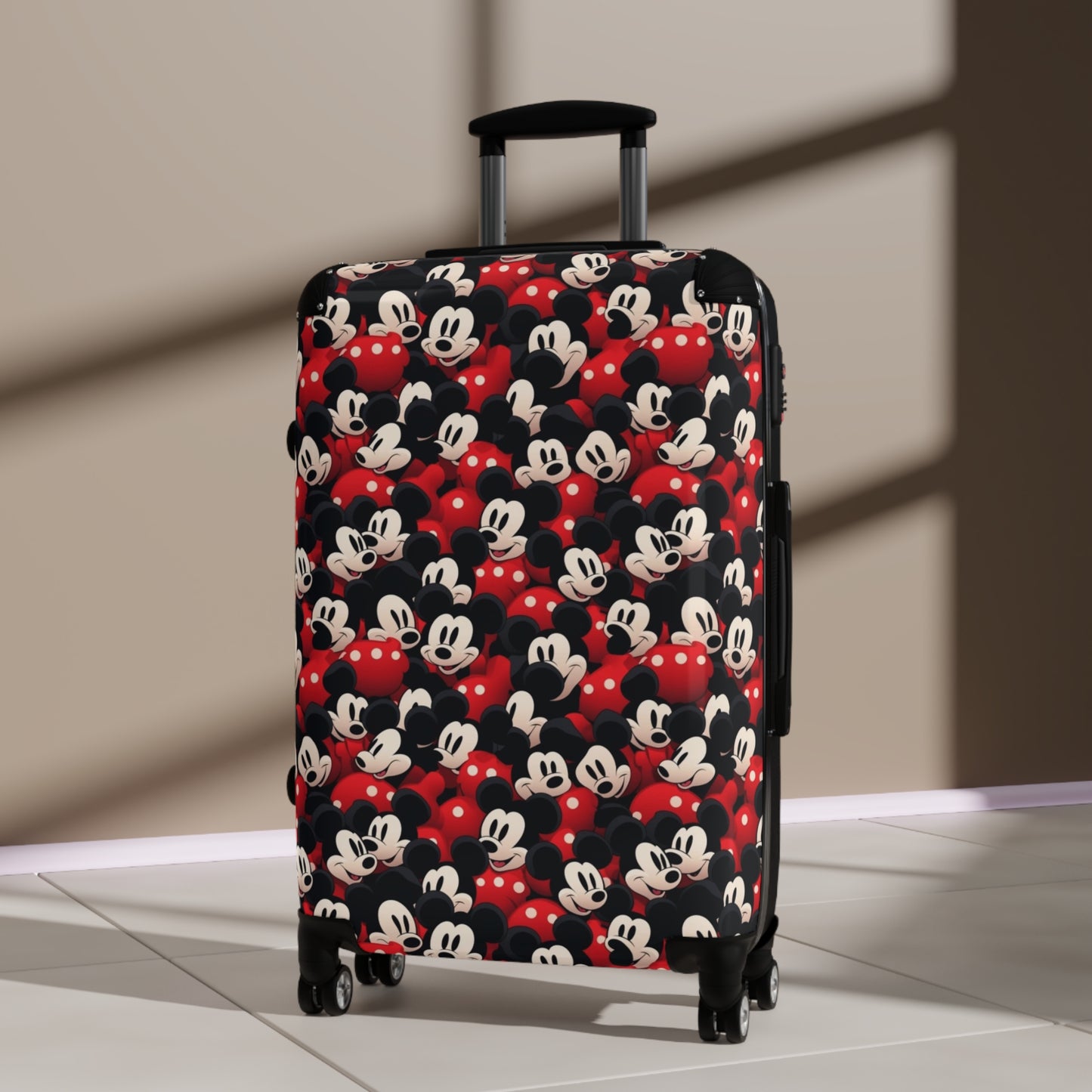 Mickey Mouse Pattern Carry-On Suitcase – Retro Disney Travel Luggage