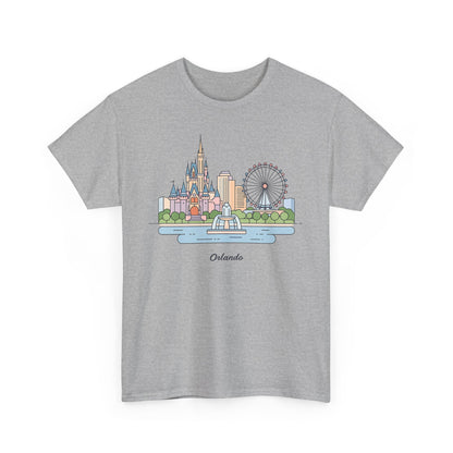 Orlando Skyline T-Shirt — Cute Cityscape Graphic Tee with 'Orlando' Text
